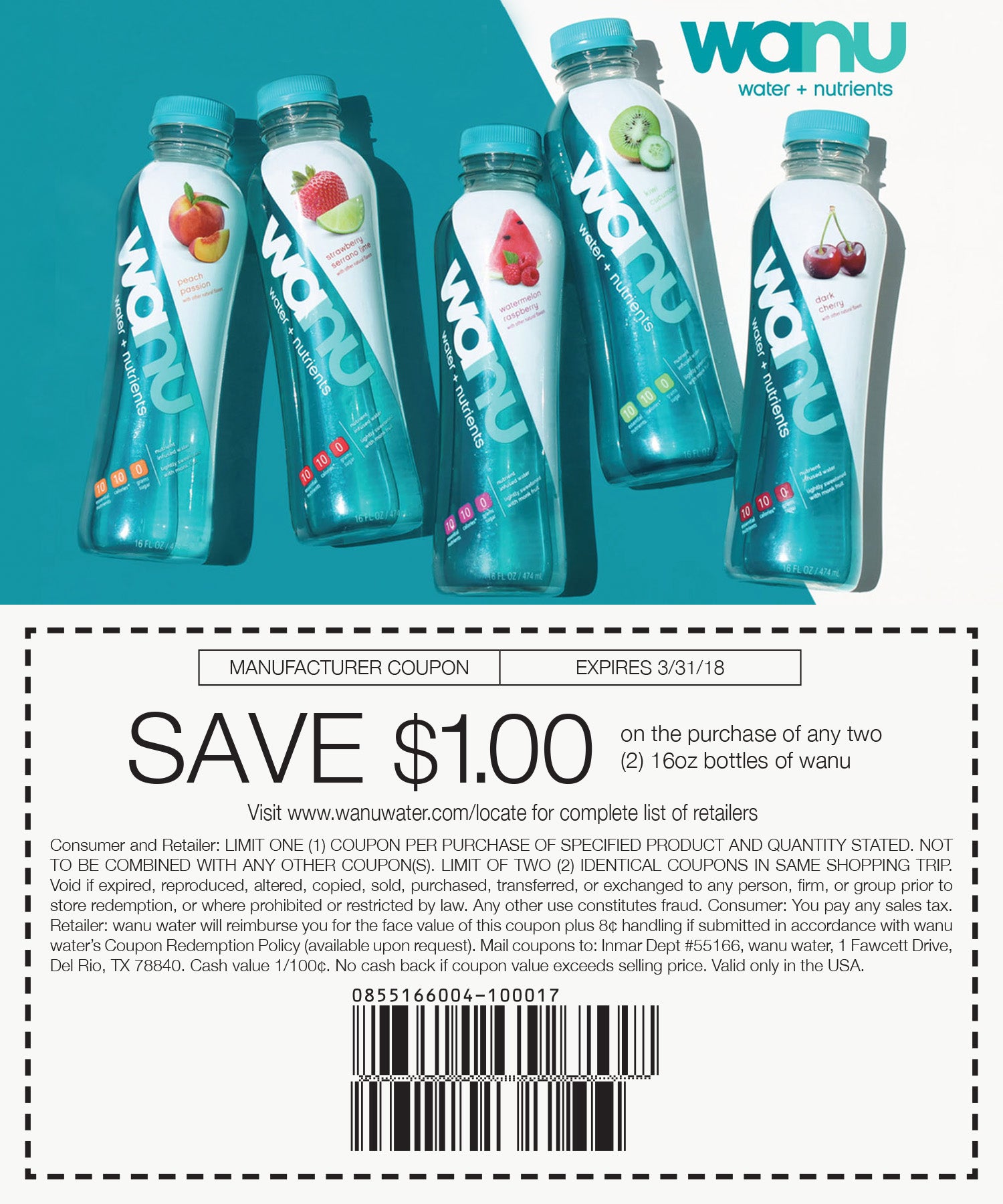 Save on your next wanu water purchase!